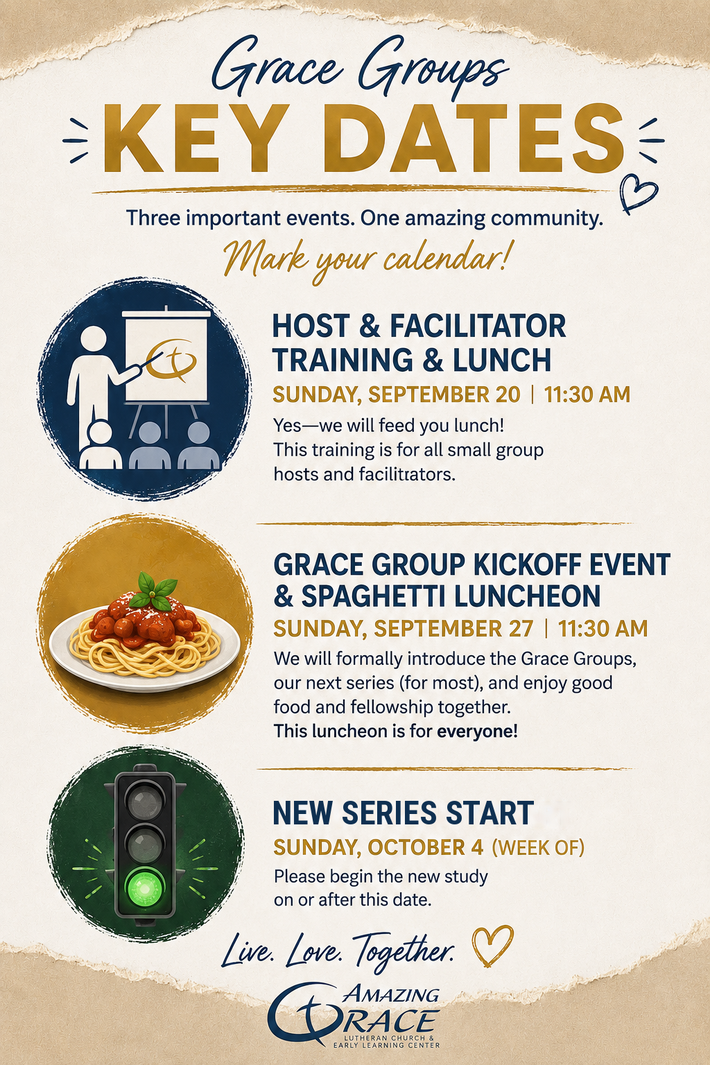 Grace Groups key dates